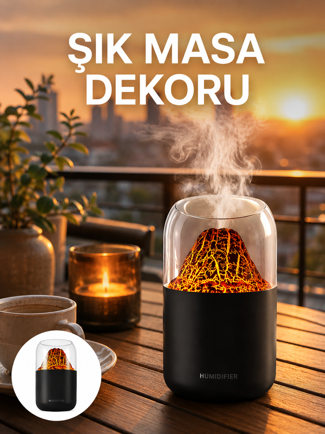 Büyük Kapasiteli Aromaterapi Cihazı – 280 ml Su Haznesi