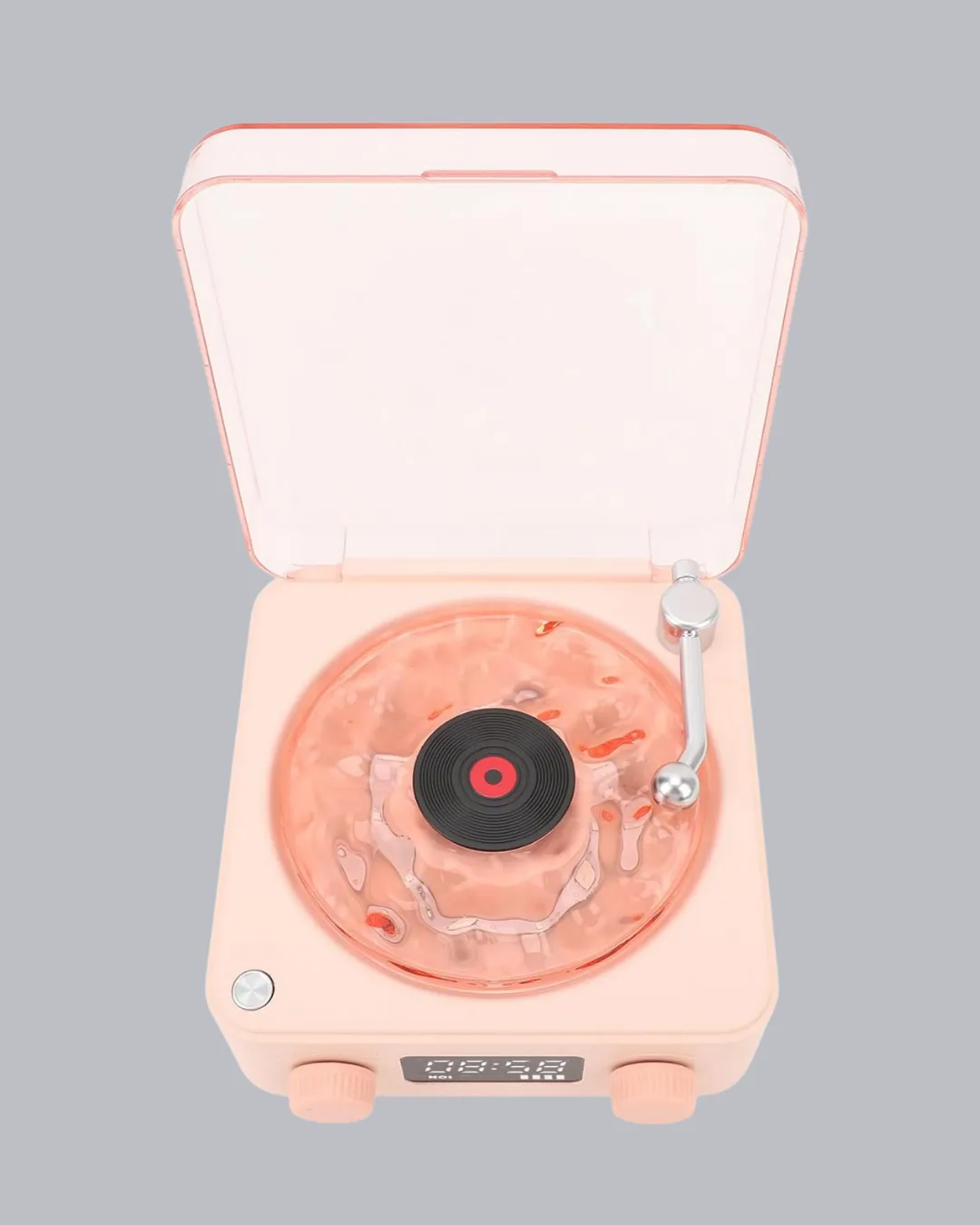 3-ü-1 Gece Işığı Bluetooth Hoparlör ve Dijital Saat Vintage Plak Çalar Tasarımlı