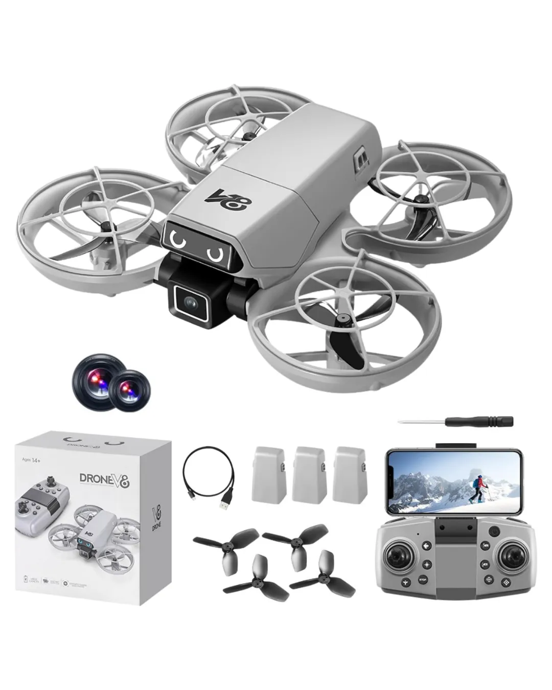 LED Işıklı Mini Drone Kameralı Headless ve APP Destekli