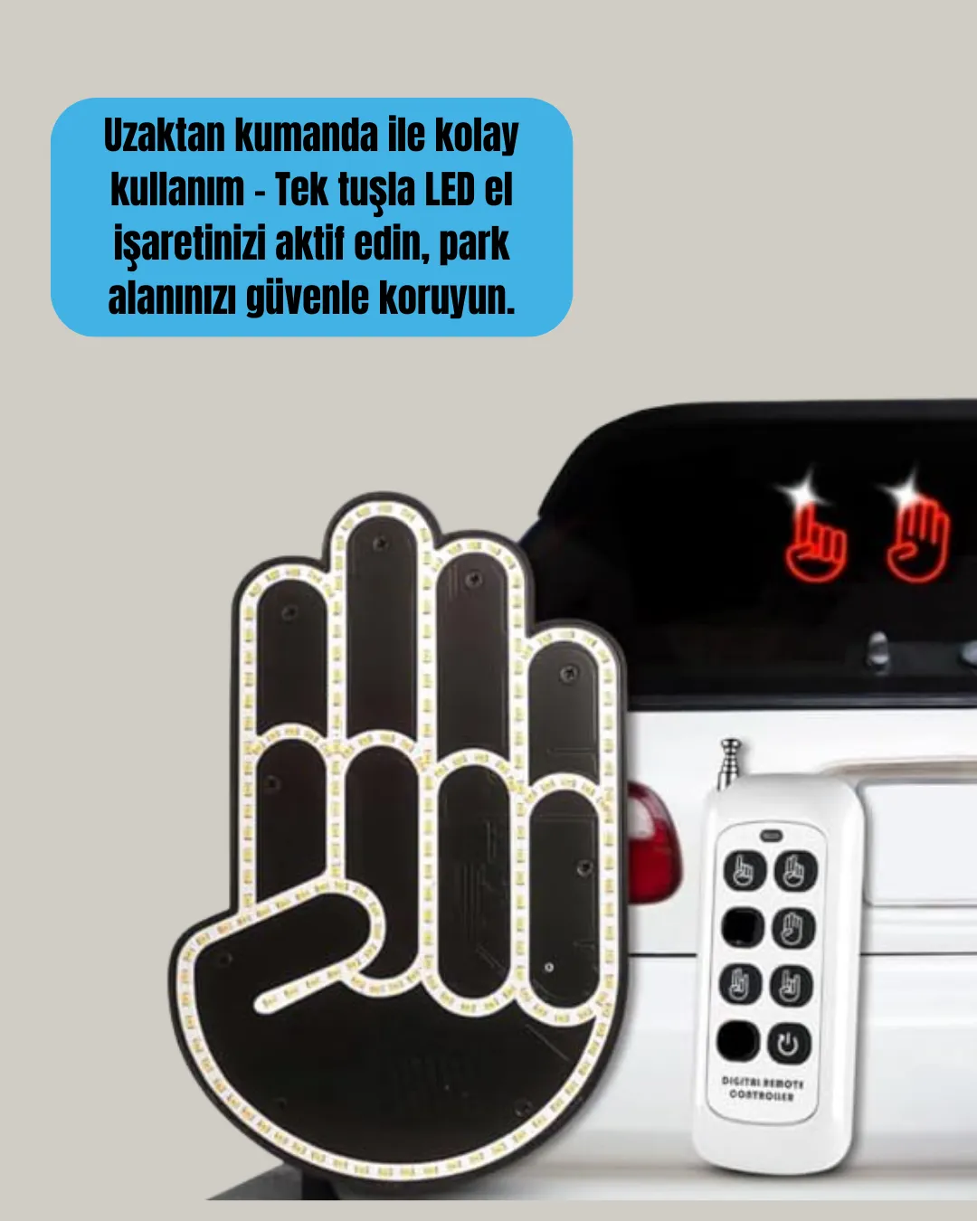 A Kalite Uzaktan Kumandalı LED Park Uyarı Işığı El Figürlü Model