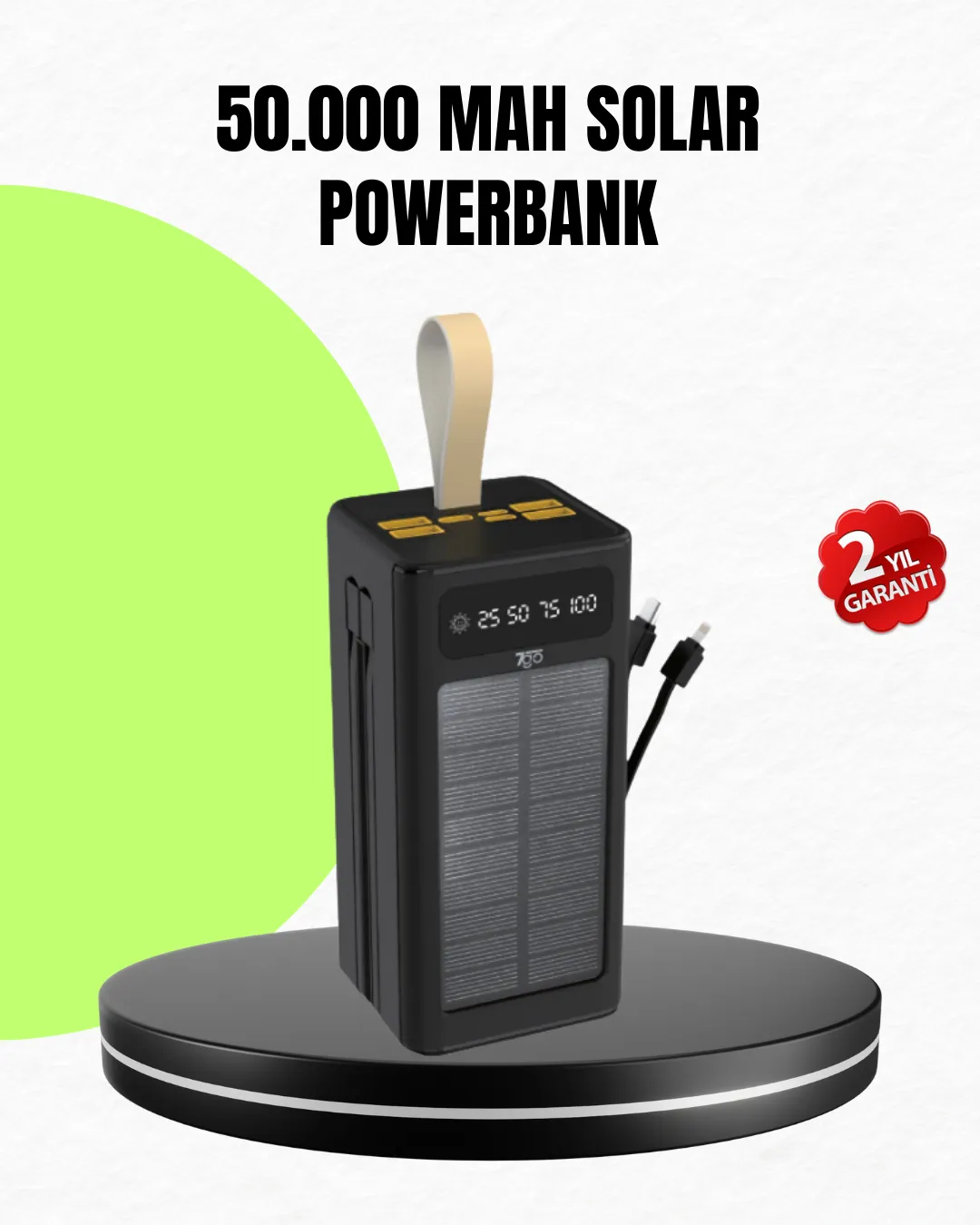 Güneş Enerjili Powerbank Dijital Göstergeli Taşınabilir Güç Kaynağı