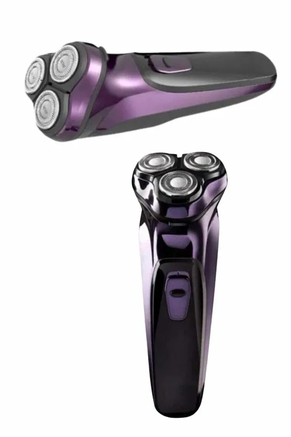 3 Bıçaklı Döner Başlıklı Sakal Sıfır Alma Tıraş Makinesi Profesyonel Paslanmaz Çelik