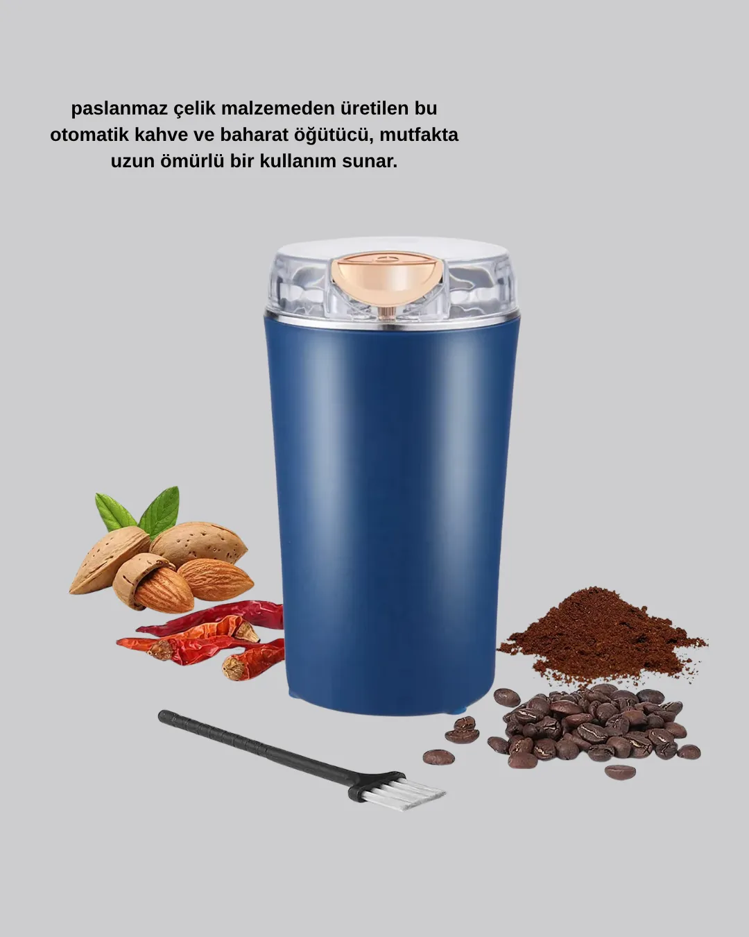 Elektrikli Kahve ve Baharat Öğütücü – Güçlü Motor, Paslanmaz Çelik Gövde, Kolay Temizlik