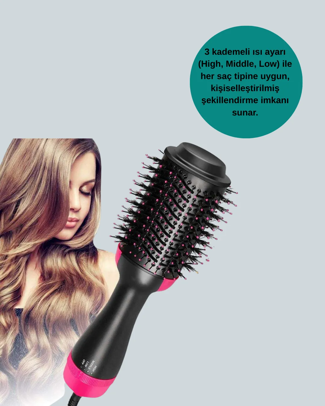 Oval Tasarımlı Profesyonel Fönlü Saç Şekillendirici