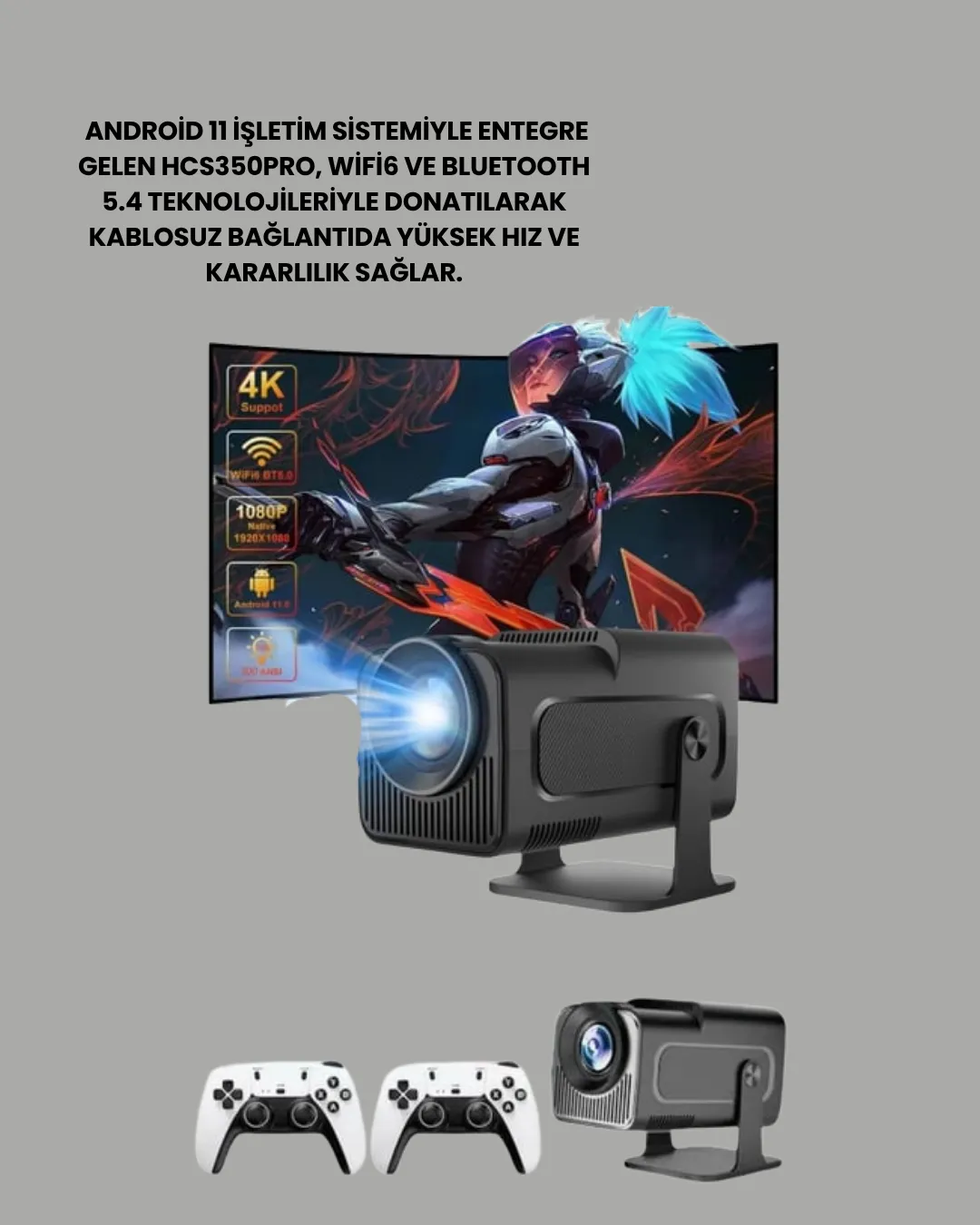 Taşınabilir Full HD Projektör - 1 GB RAM, 8 GB Hafıza