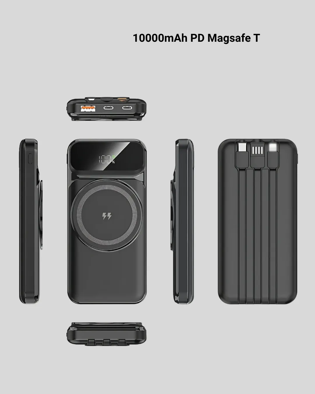 10000 mAh Kablosuz Hızlı Şarj Destekli Powerbank – 15W, PD20W, Type-C Girişli