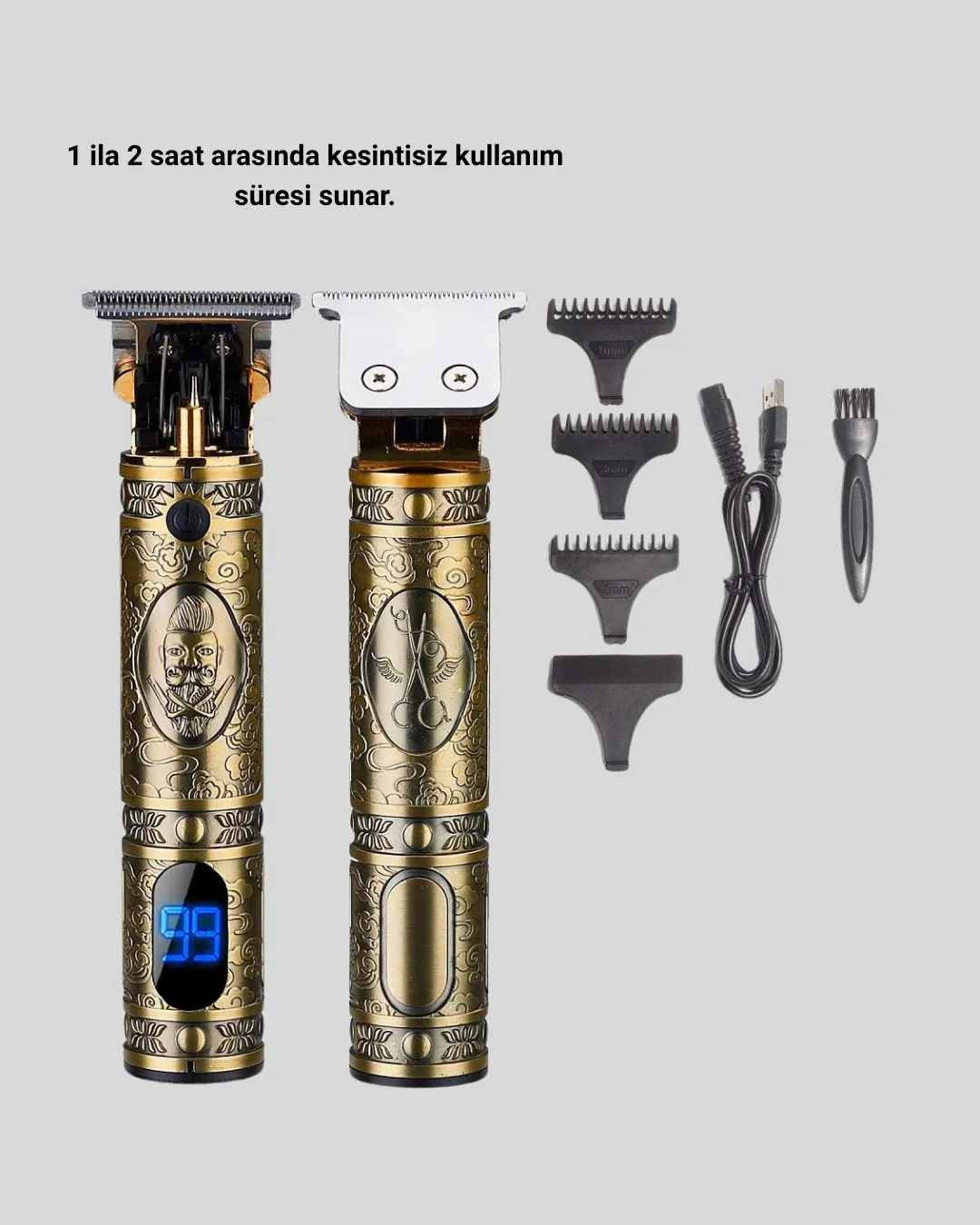 Profesyonel Kablosuz Tıraş Makinesi – 1-2 Saat Kesintisiz Kullanım