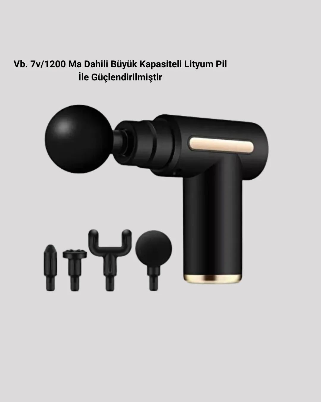 6 Kademeli Kas Masaj Tabancası 4 Başlıklı Güçlü Sessiz Sporcu Masaj Cihazı Şarjlı