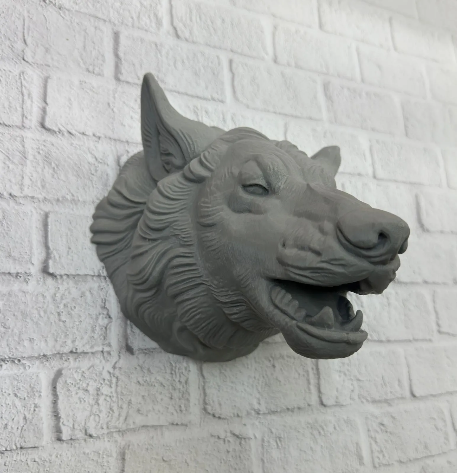 Gri Kurt Duvar Biblosu Güçlü Detaylı Dekoratif Tasarım 25x19 cm