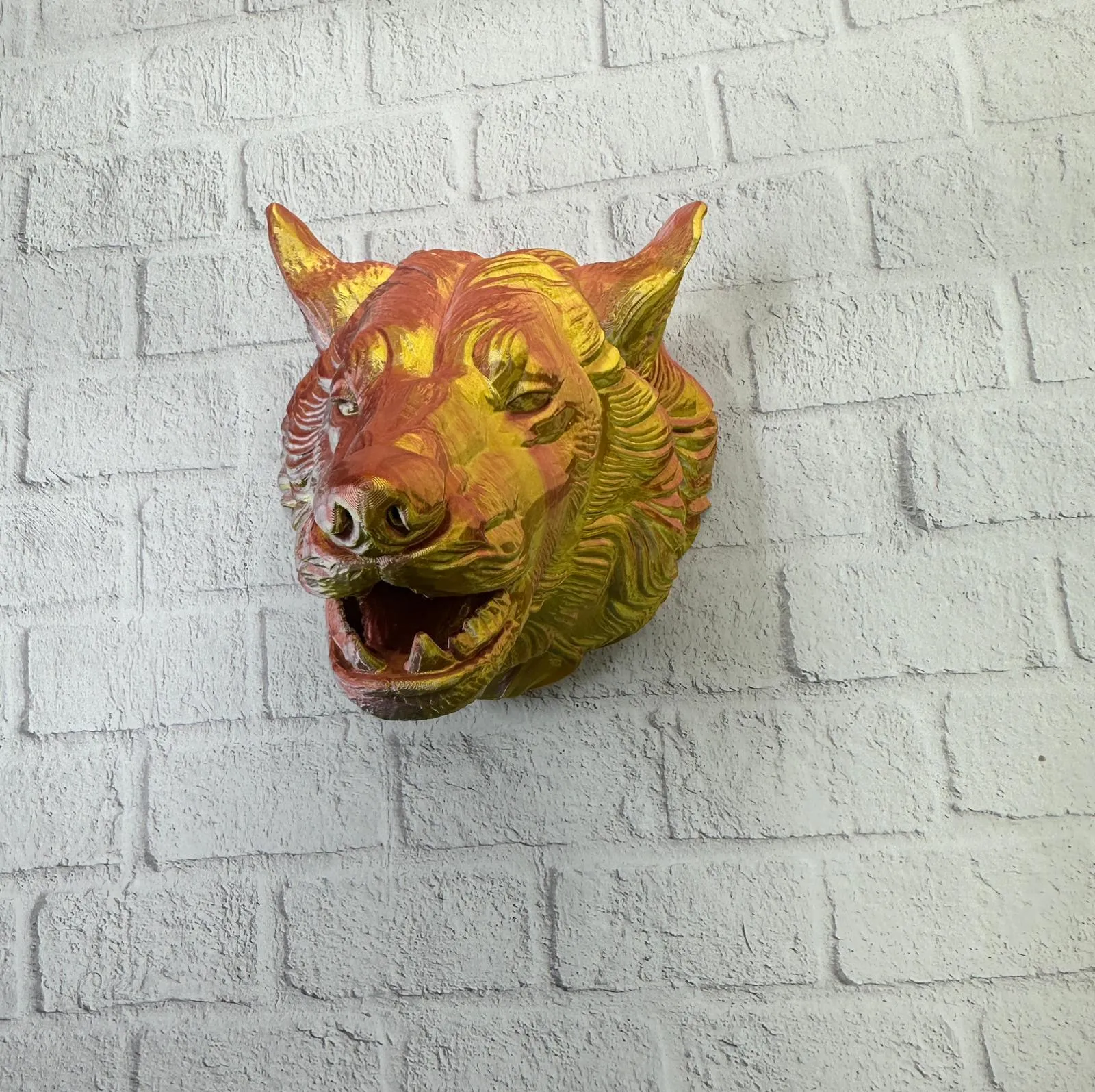 Gold Kurt Duvar Aksesuarı Asılabilir 3D Dekoratif Heykel 25x19 cm