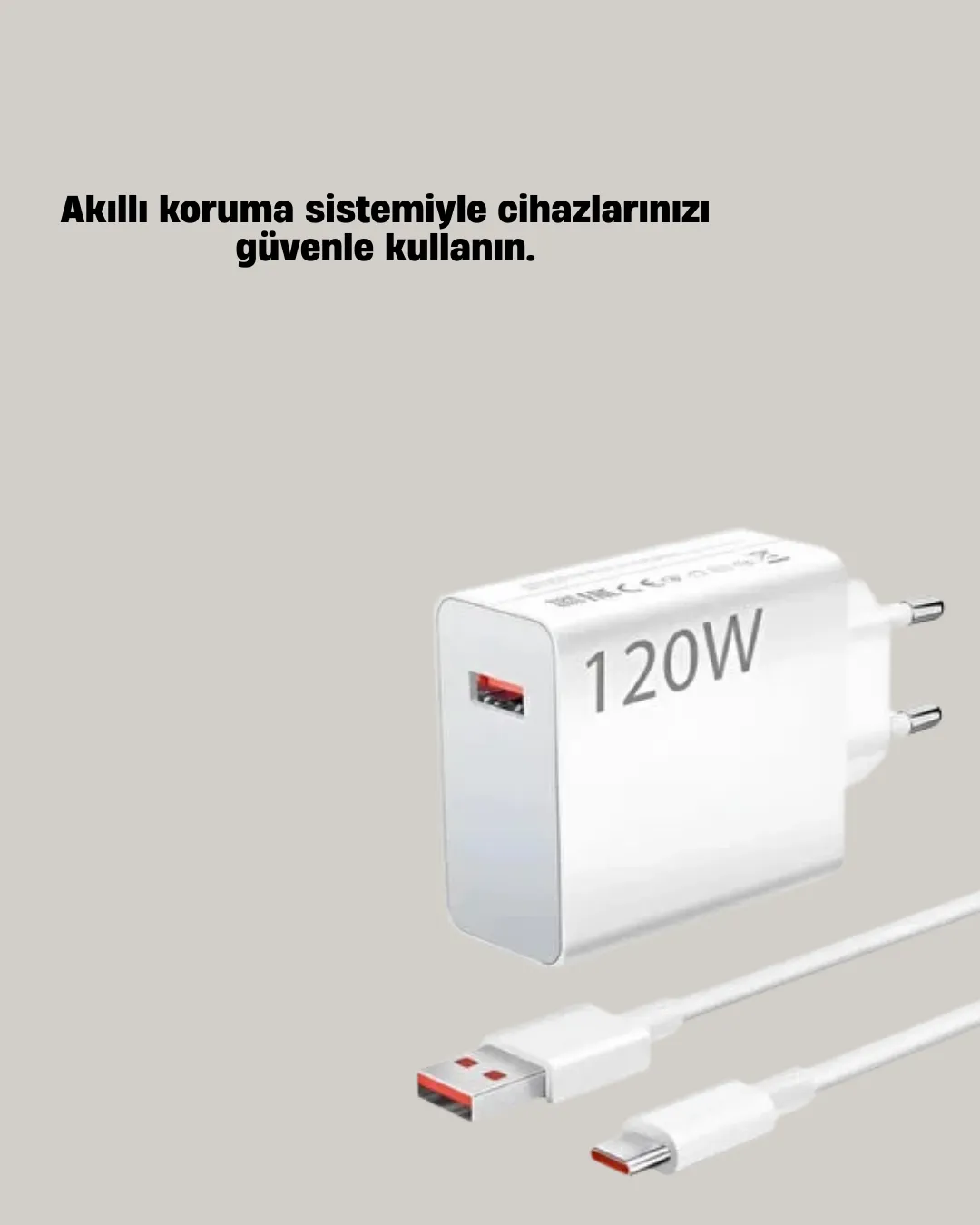 120W Mi Turbo Destekli Hızlı Şarj Cihazı Type-C Uyumlu Akım Korumalı