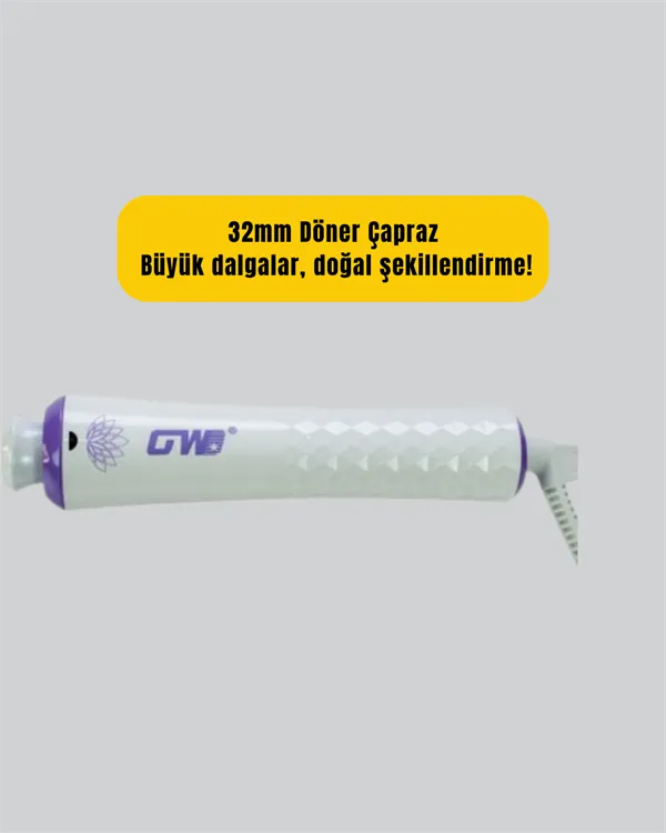 GW Saç Kıvırma Makinesi – 360° Döner Başlık, Negatif İyon Teknolojisiyle