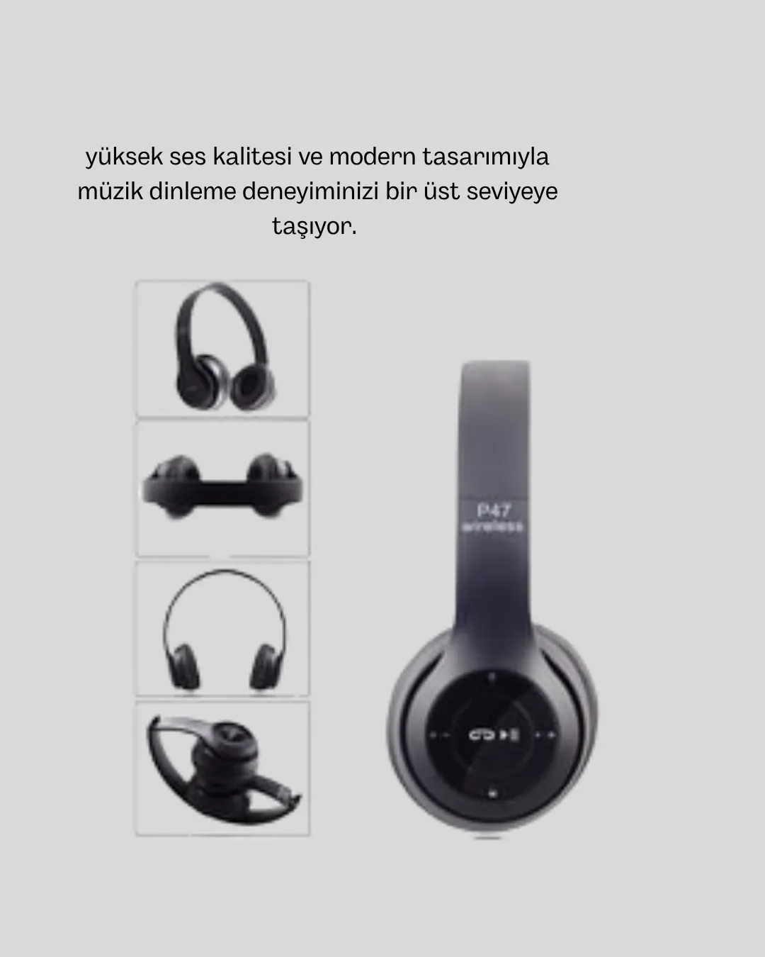 Kablosuz Bluetooth Kulaklık – TF Kart, AUX, Mikrofonlu, Suya Dayanıklı, 10m Menzil