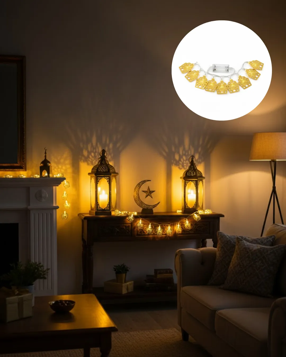 Ramazan Bayram Süslemesi İçin LED Işık Cami Figürlü Dekoratif Tasarım