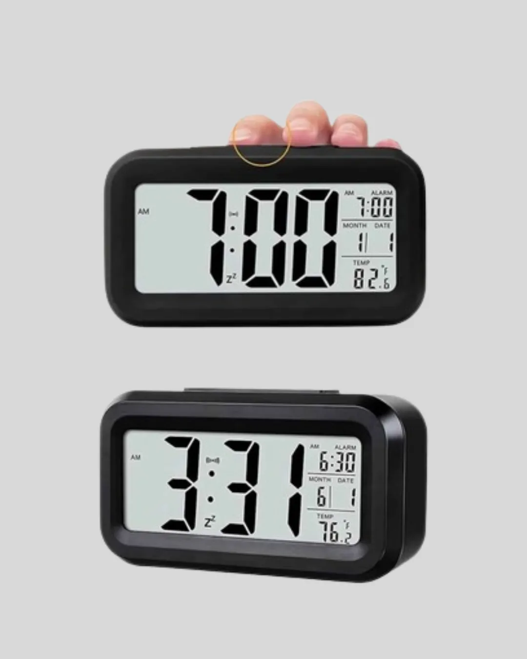 Sensörlü Dijital Masa Saati Alarm ve Sıcaklık Göstergeli