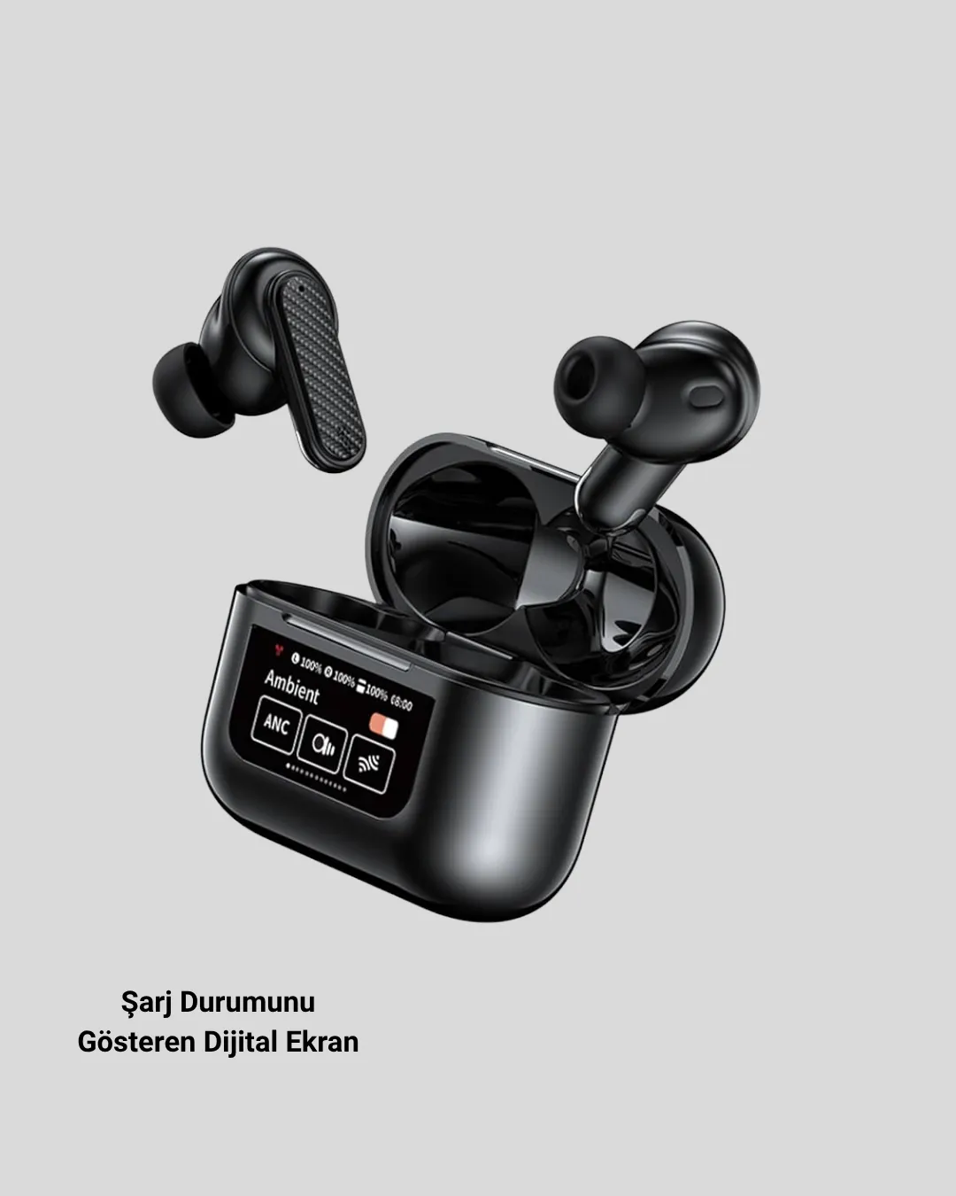 Bluetooth 5.3 ANC Kablosuz Kulaklık – Dokunmatik Kontrol, Dijital Ekran ve Uzun Pil Ömrü