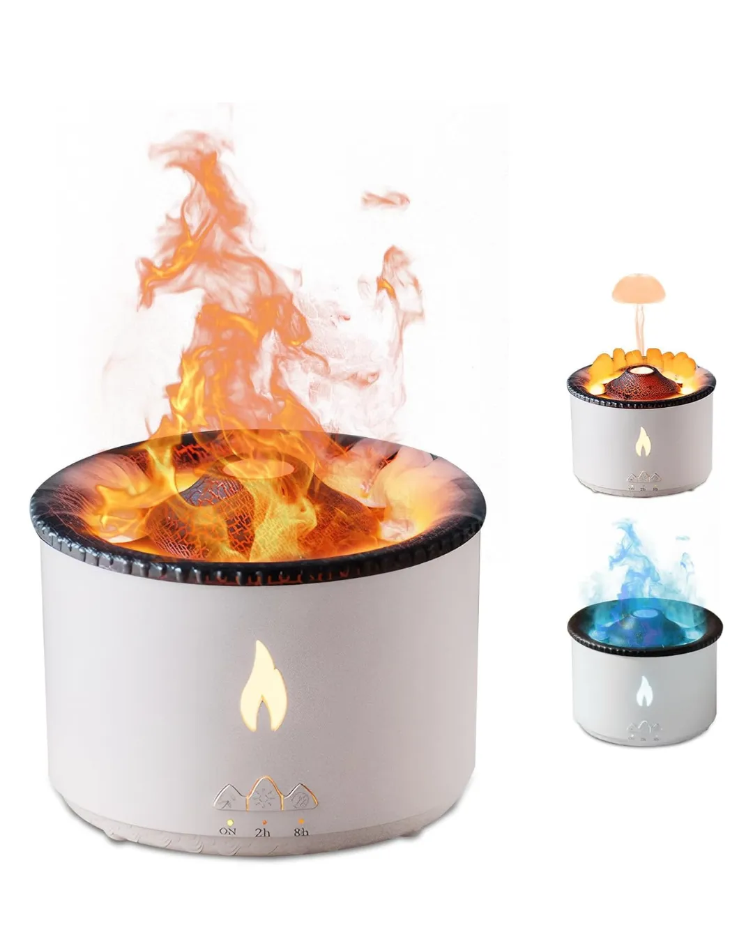 Ultrasonik Aromaterapi Difüzörü Alev Efektli Ortam Nemlendirici Zamanlayıcılı Sessiz Çalışma