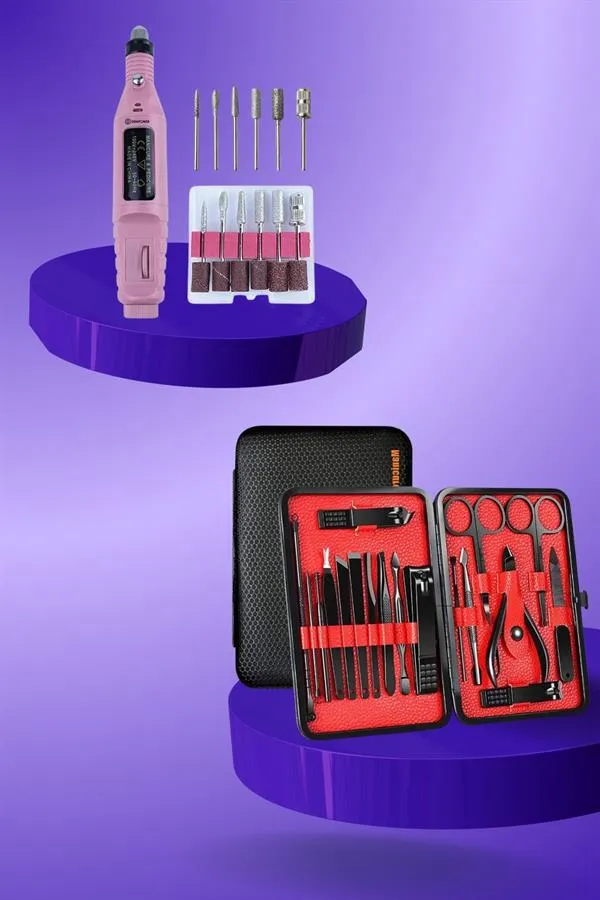 Elektrikli Manikür Pedikür Seti İkili Set 17 Parça Tırnak Bakımı Nasır Temizleme Tırnak Şekillendirme