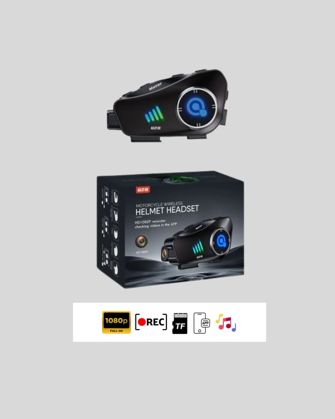 Q28 Bluetooth Kask Kulaklık 1080P Kamera – Su Geçirmez Motosiklet Interkom