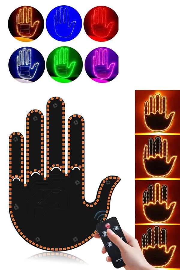 Pilli Led Işık Araç Camı İçin Uzaktan Kumandalı El Simgesi