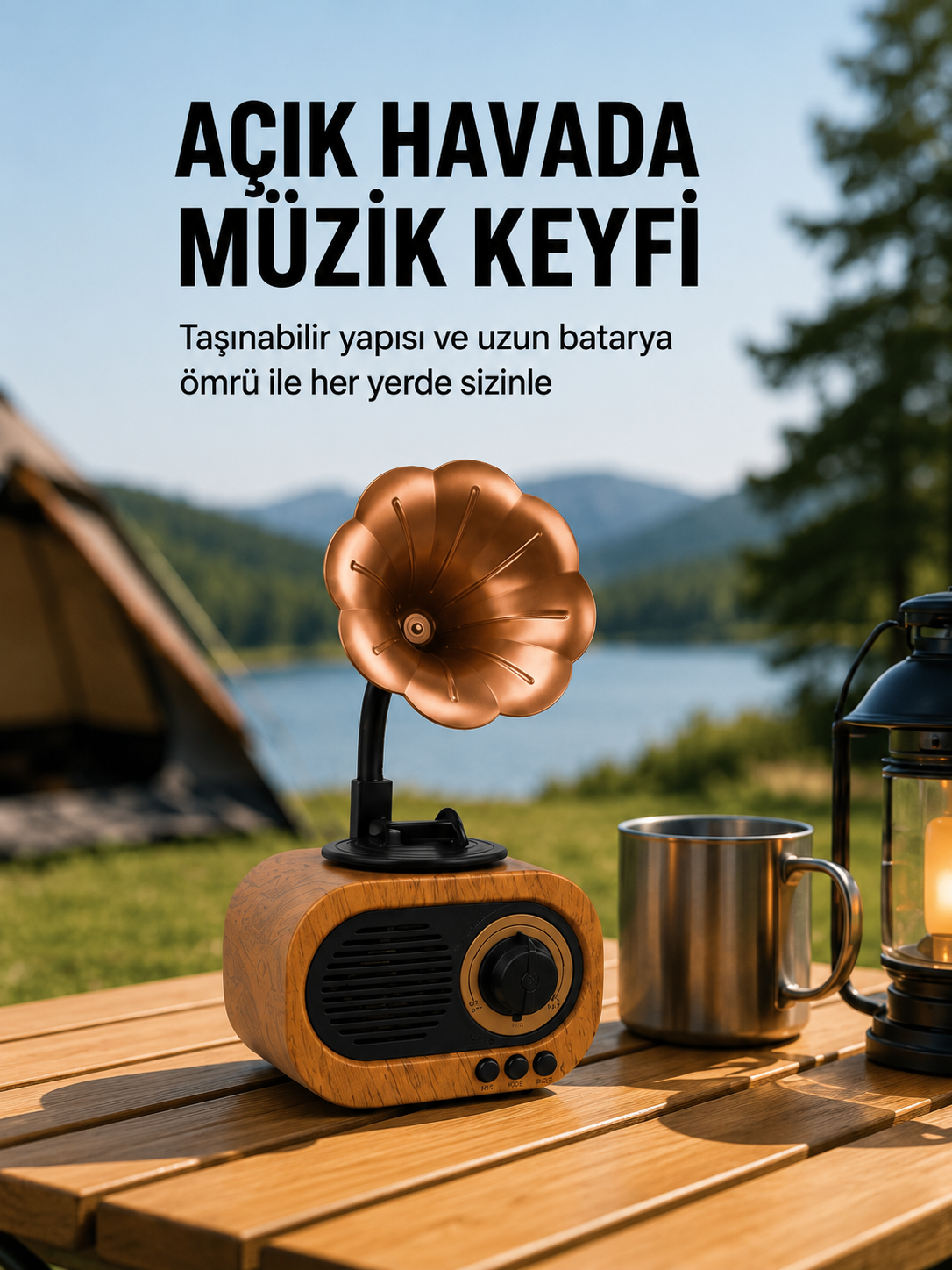 Taşınabilir Mini Retro Radyo Bluetooth Hoparlör USB SD AUX Destekli