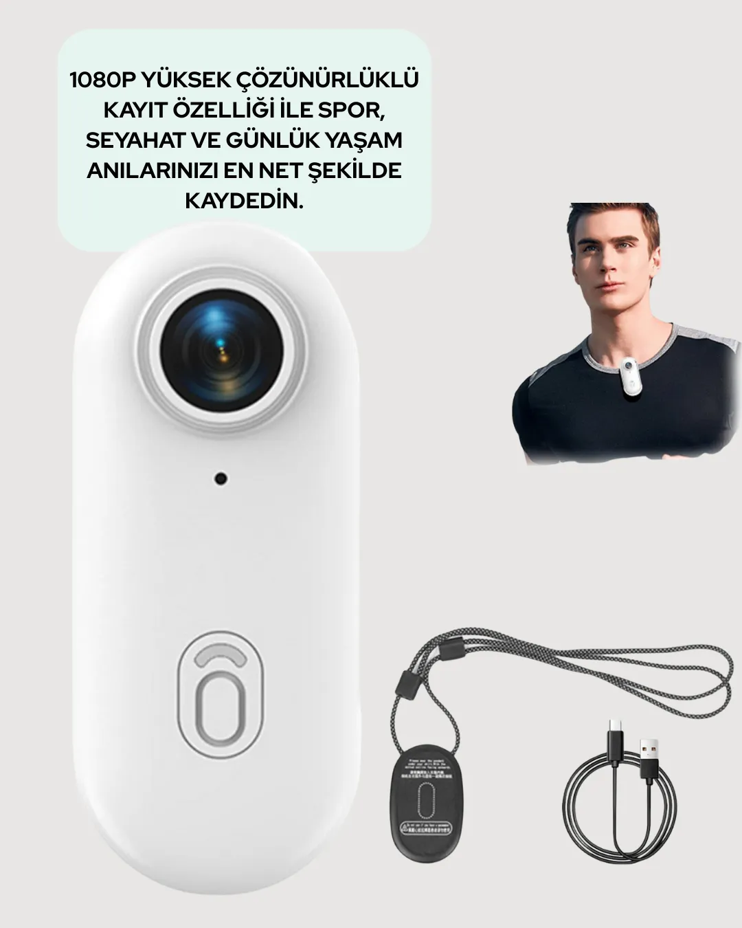 Geniş Açı Lensli WiFi Spor ve Vlog Kamerası