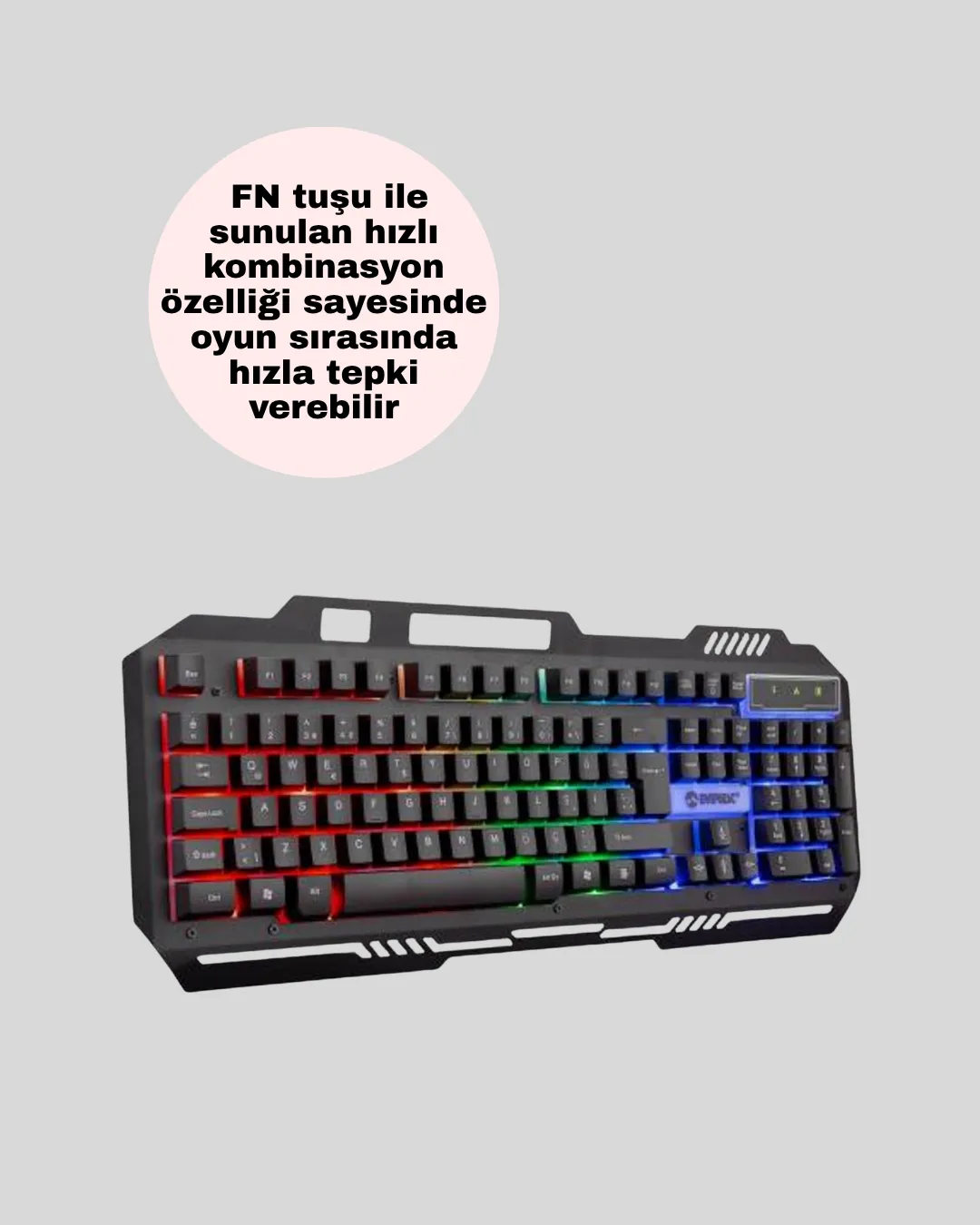 Mekanik Oyuncu Seti – LED Işıklandırma ve Ergonomik Mouse