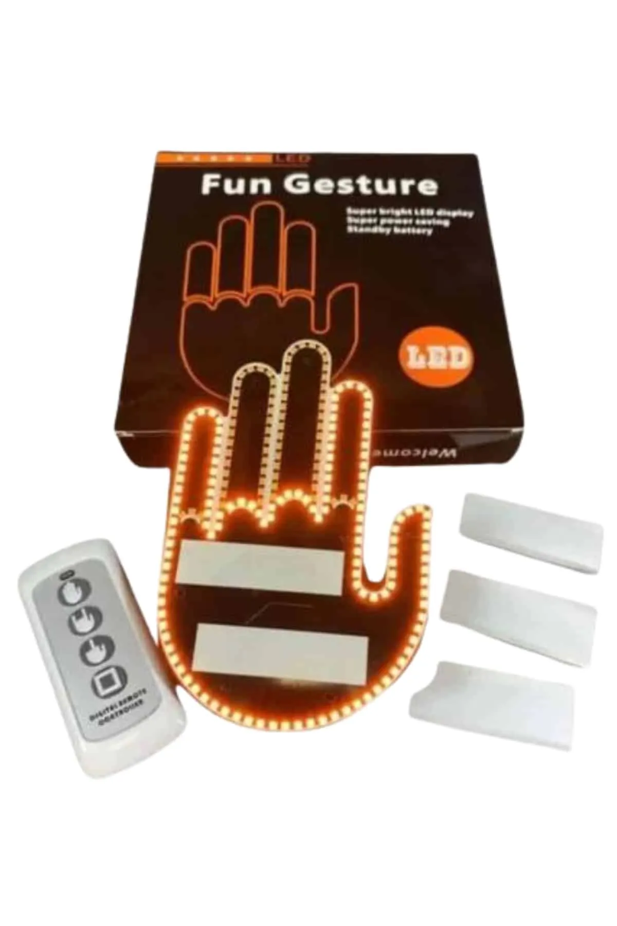 Kumandalı El Led Araba İçi 4 Farklı Mod El Orta Parmak Led