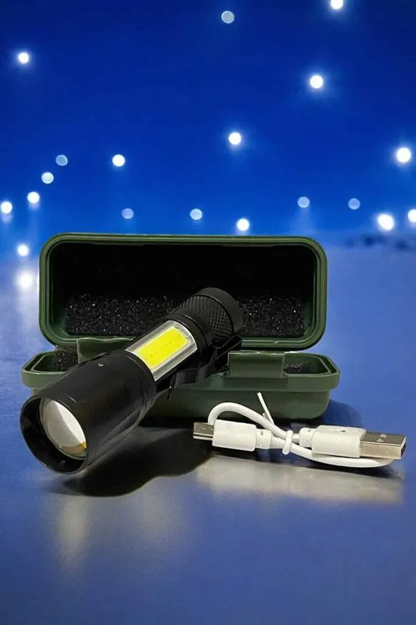 El Feneri Led USB Şarjlı Zoom Mini Led Işık Acil Durum Feneri