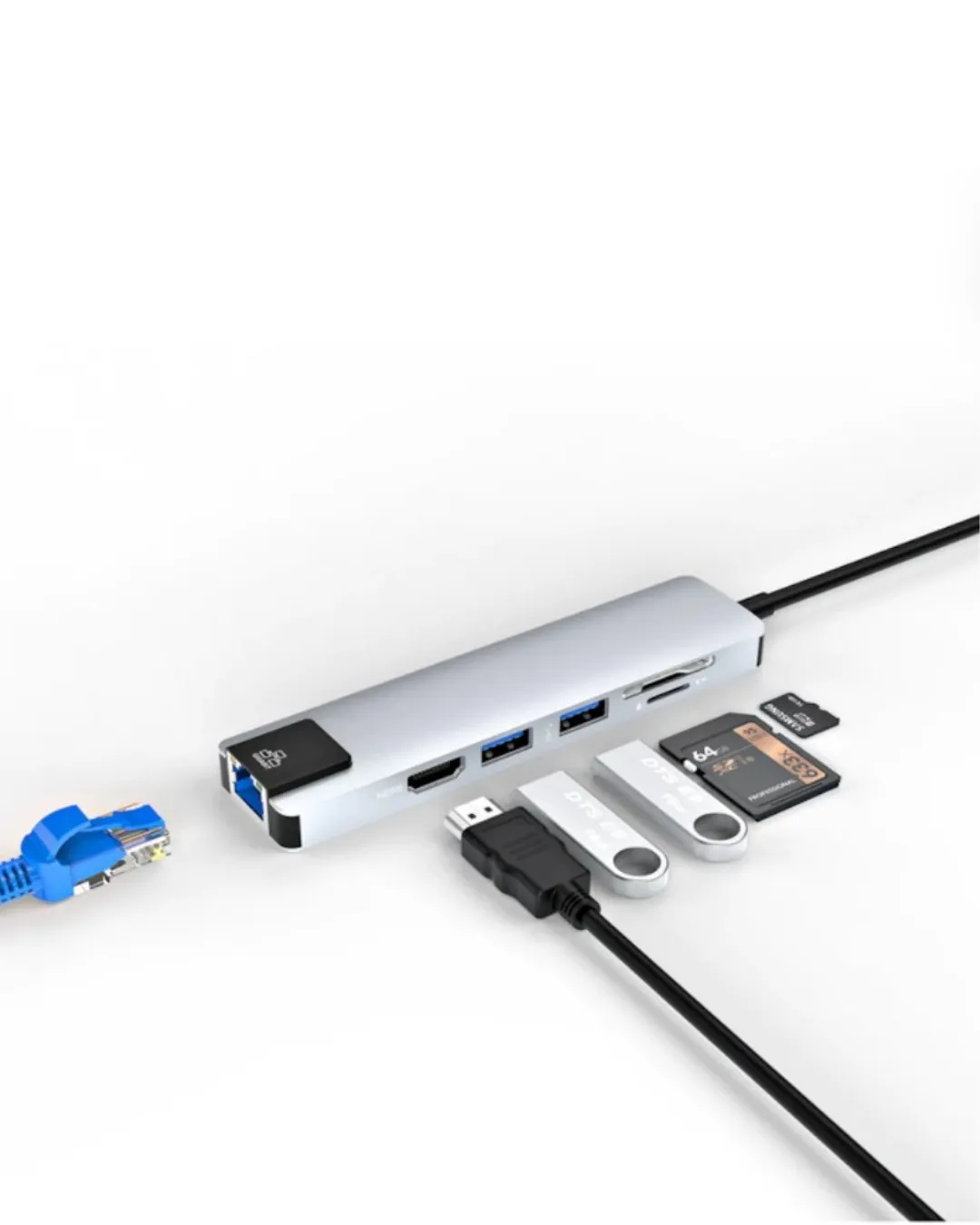 USB C Çoklu Port Adaptör HDMI USB Ethernet SD Kart Hub