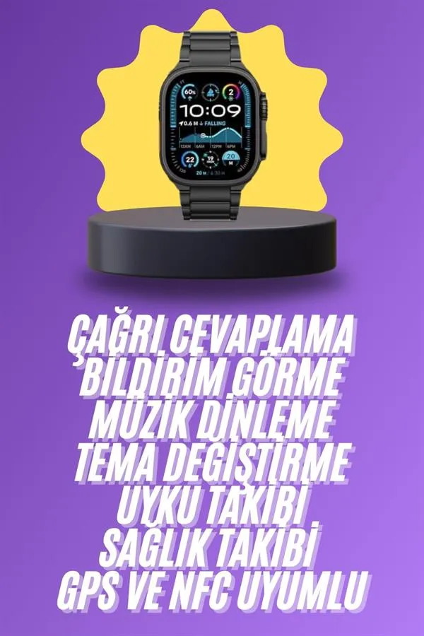 Ultra 3 Kordonlu Amoled Ekran Akıllı Saat Çok Fonksiyonlu Uyku ve Sağlık Takibi