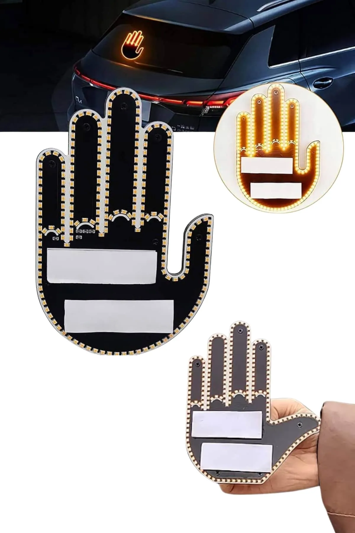 Uzaktan Kumandalı El Orta Parmak Led Araç Camına Özel