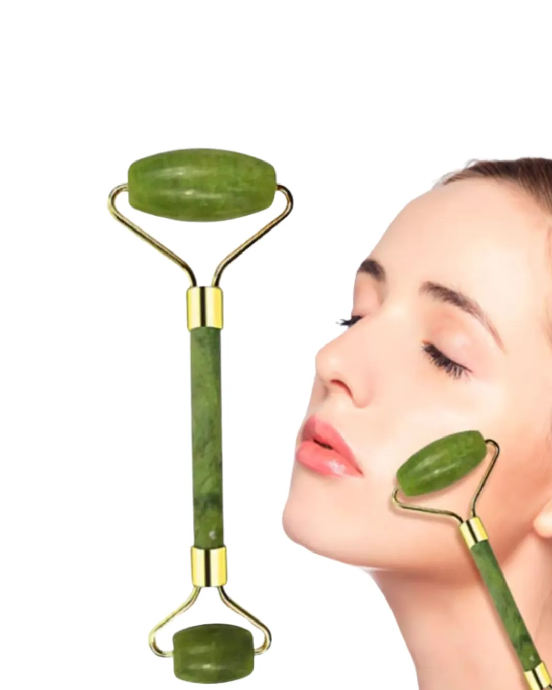 Doğal Yeşim Roller ve Gua Sha Yüz Şekillendirme Seti