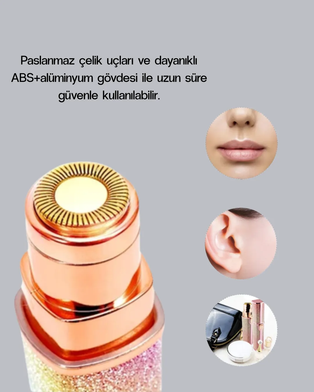 Mini Yüz ve Kaş Epilatörü – 8000 RPM Güçlü Motor ve Paslanmaz Çelik Başlık