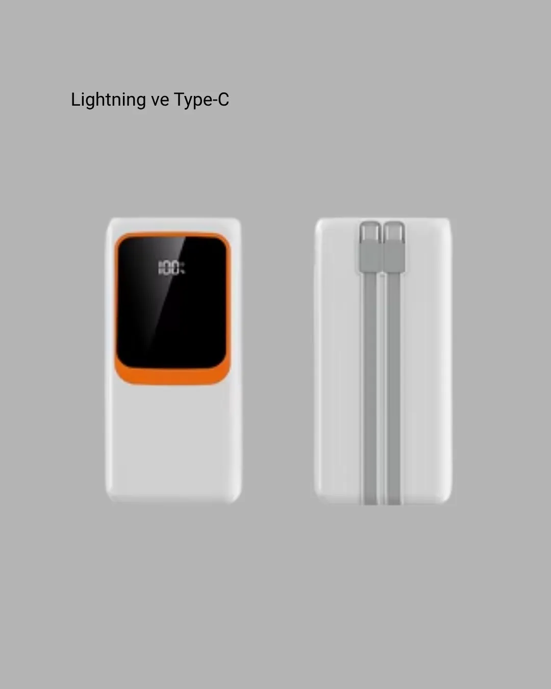 10000 mAh Taşınabilir Powerbank – Çift Çıkışlı Type-C ve Lightning Uyumlu
