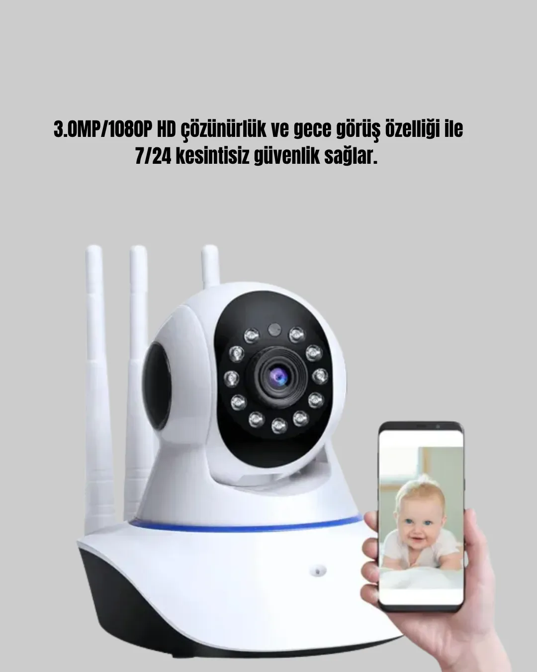 HD IP Kamera – Gece Görüşlü, Hareket Sensörlü, Mobil Takip ve Çift Yönlü Ses