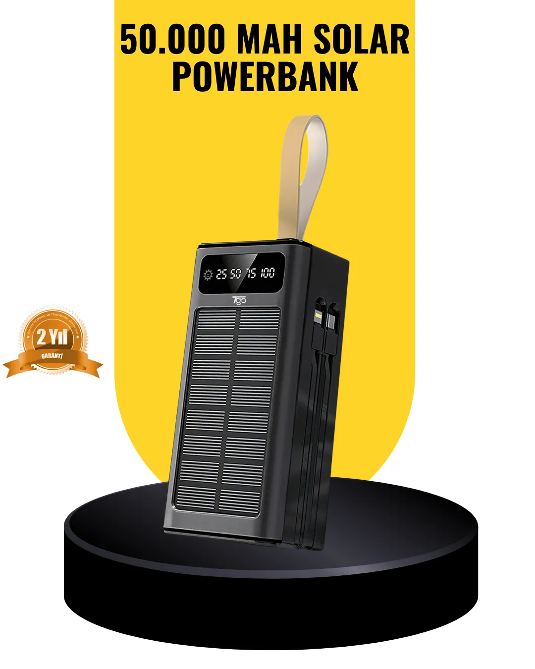 Taşınabilir Güneş Panelli Powerbank Çoklu Cihaz Şarj Destekli