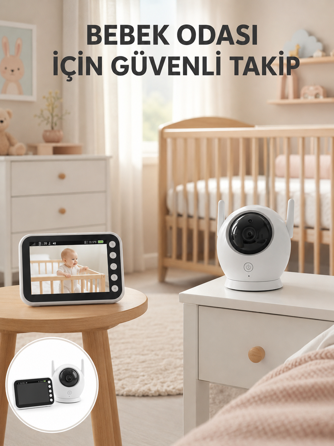 Canlı İzleme Özellikli Ortam Dinlemeli Bebek Monitörü