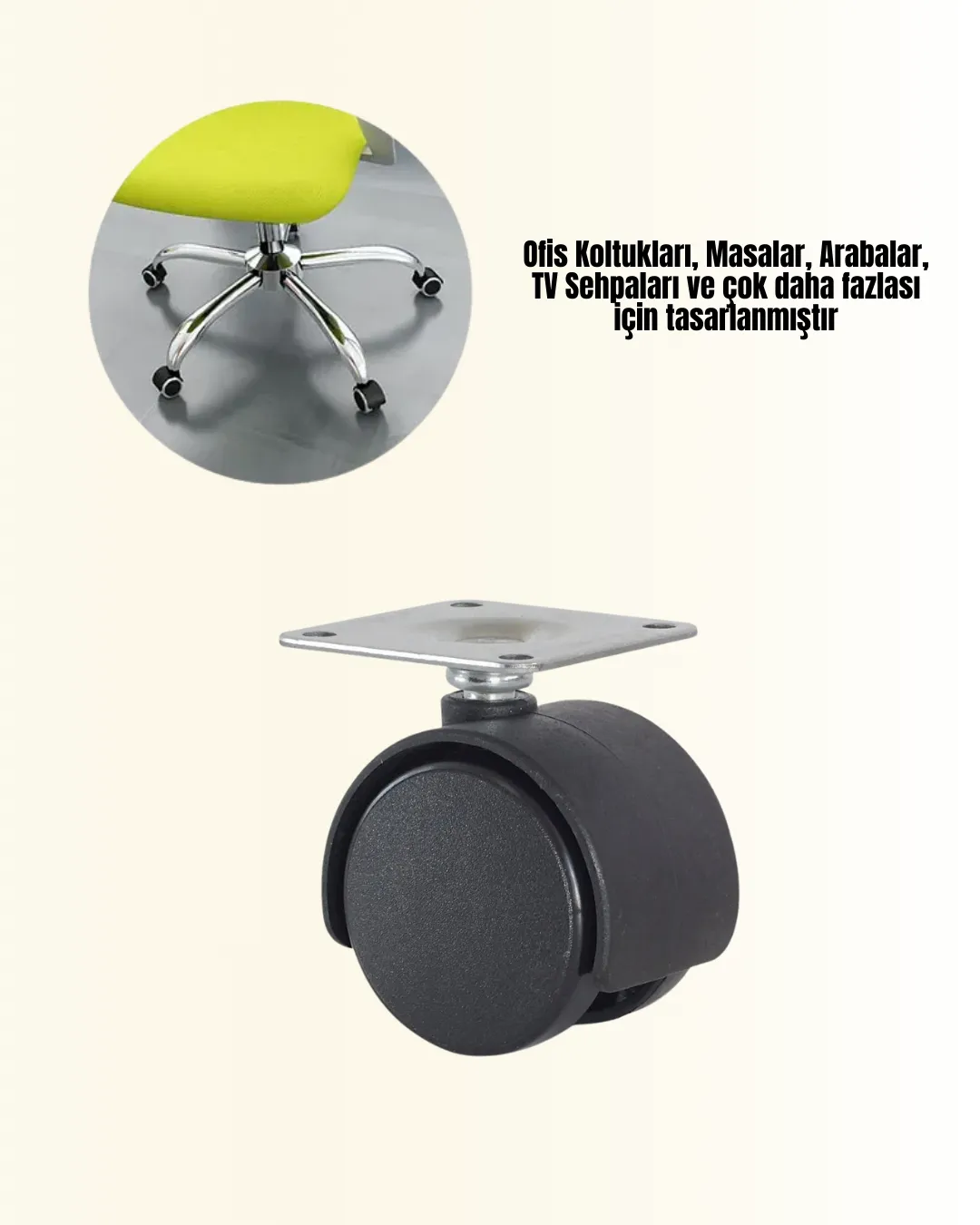 Kilitsiz Mobilya Tekerleği 6 cm 4 Adet Dayanıklı Tasarım