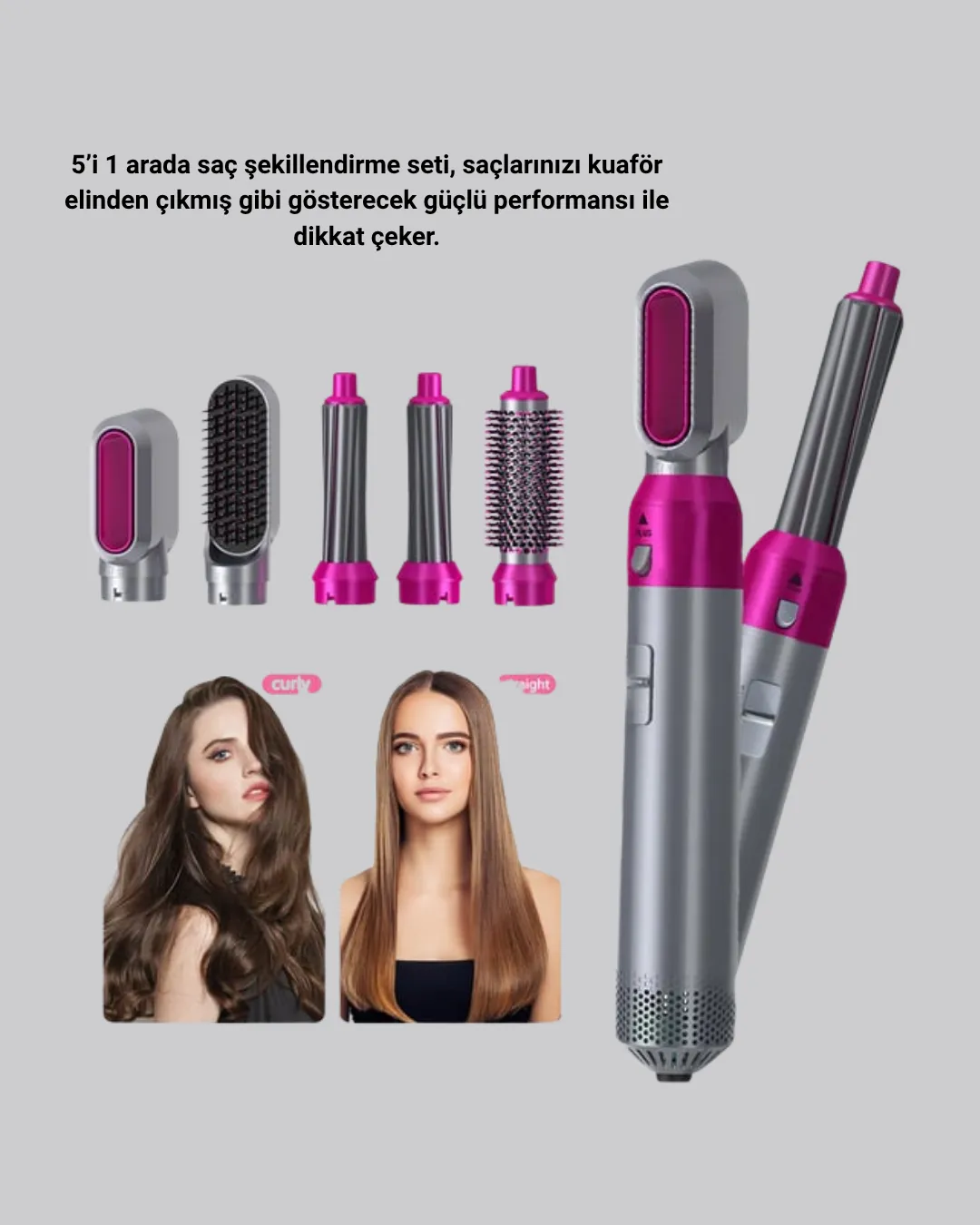 5’i 1 Arada Saç Şekillendirme Makinesi Hızlı Kuruma ve Kuaför Kalitesinde Sonuç