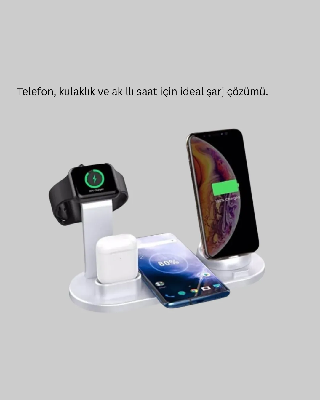 iPhone, AirPods ve Akıllı Saat Uyumlu Çoklu Şarj Cihazı