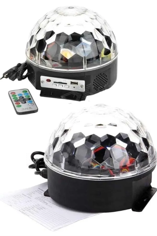 Küre Disko Topu Müzik Çalar Renkli Lazer Işıklı Bluetooth Disko Parti Işığı Kumandalı