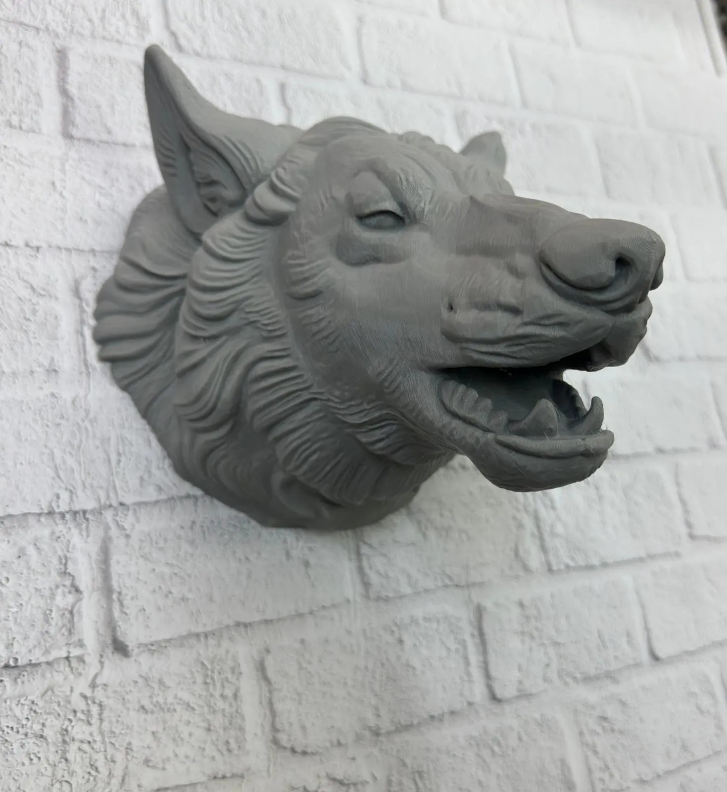 Gri Kurt Duvar Dekoru Asılabilir Dekoratif Heykel Tasarım