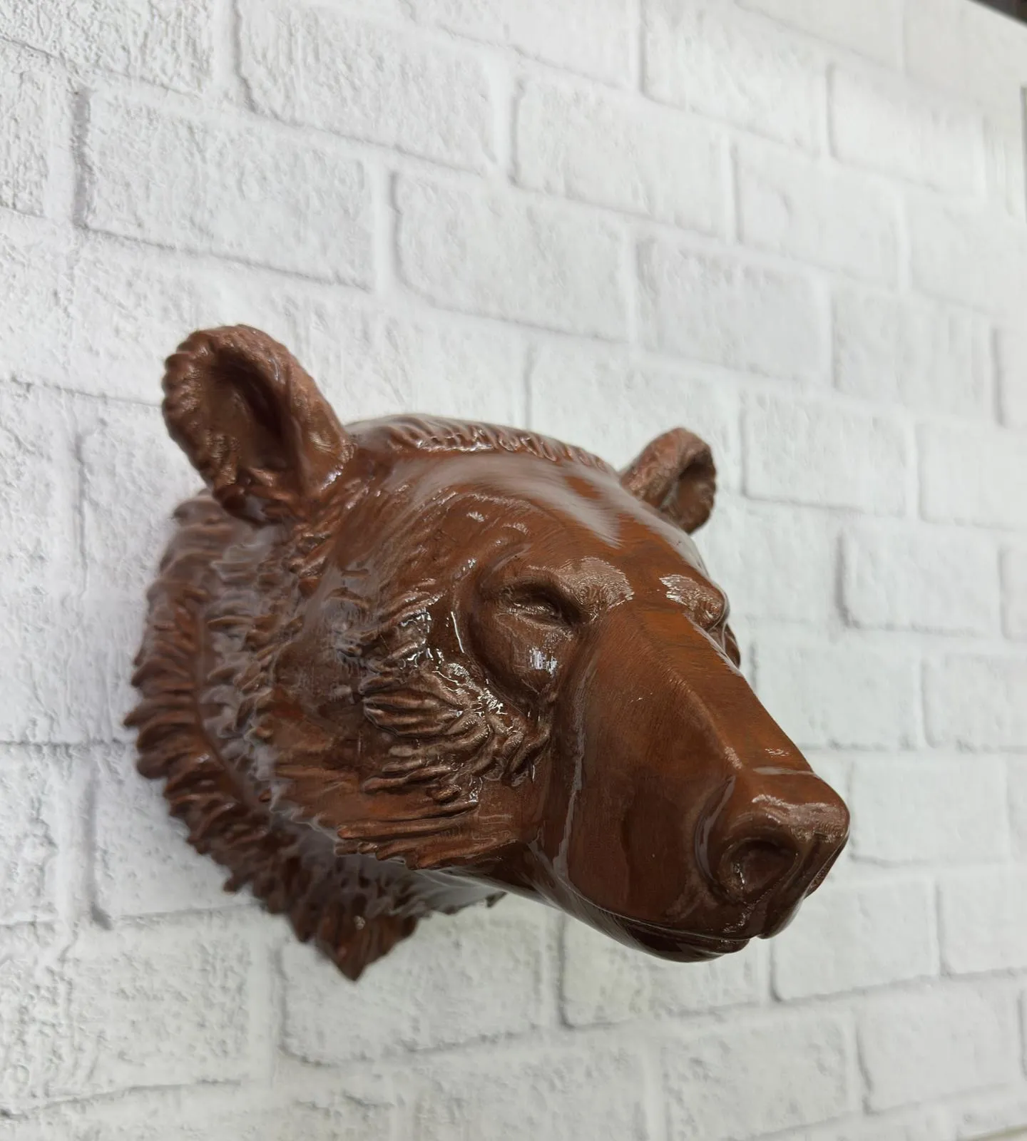 Ev ve Ofis İçin Dekoratif Ayı Başı Heykel Hediyelik Duvar Aksesuarı