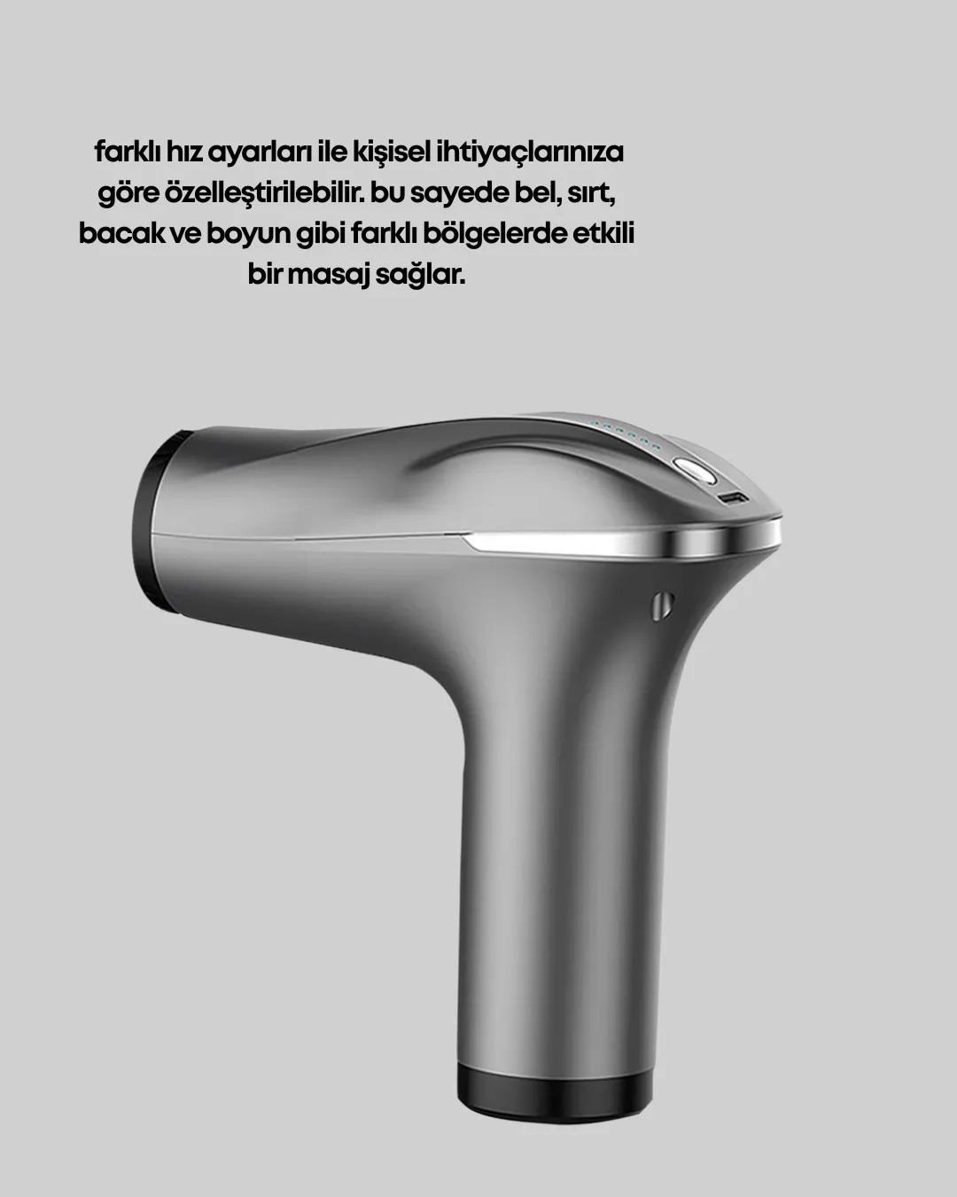 4 Başlıklı Şarjlı Masaj Tabancası Bel Sırt Boyun Bacak Kas Rahatlatıcı