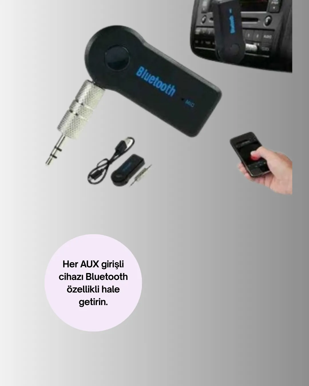 Eller Serbest Özellikli Bluetooth AUX Araç Kiti