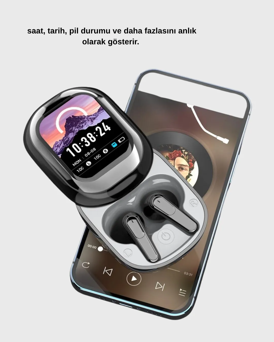 Bluetooth 5.4 Kulaklık – Gürültü Engelleme ve Akıllı Ekranlı Şarj Kutusu