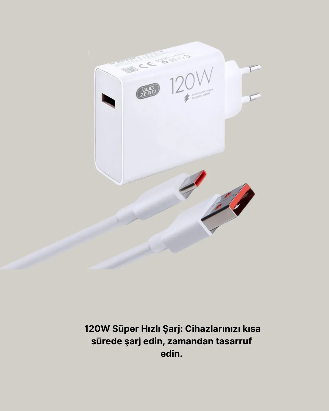 120W Güçlü Hızlı Şarj Adaptörü ve Type-C Kablo Seti – Güvenli Şarj Teknolojisi