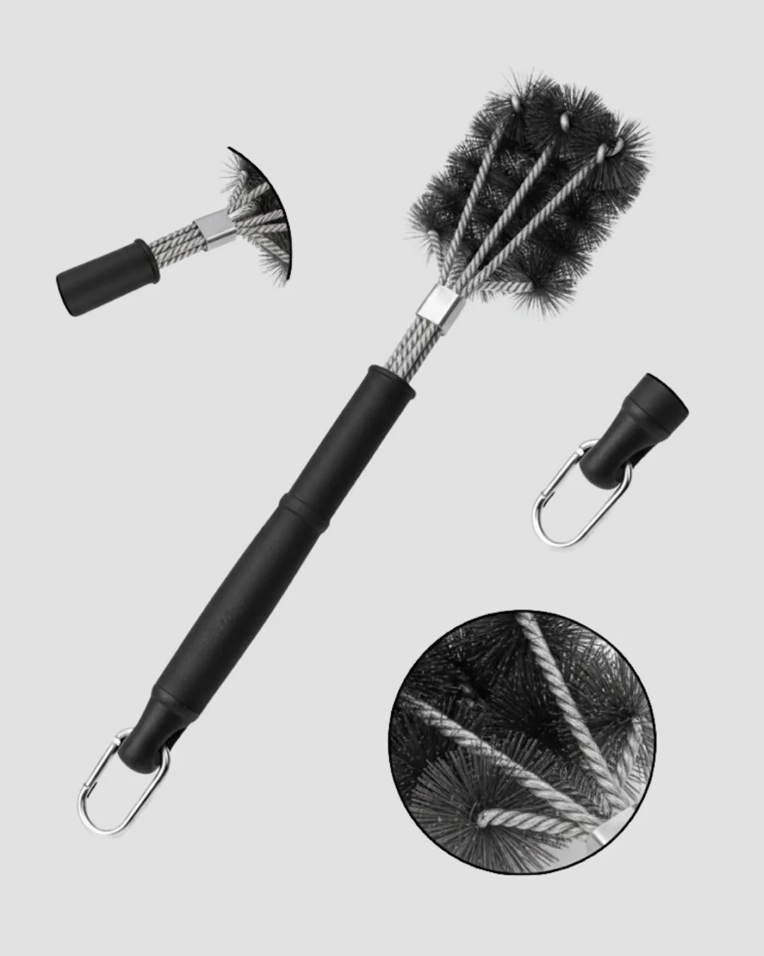 Uzun Saplı Izgara Temizleme Fırçası Çelik Telli