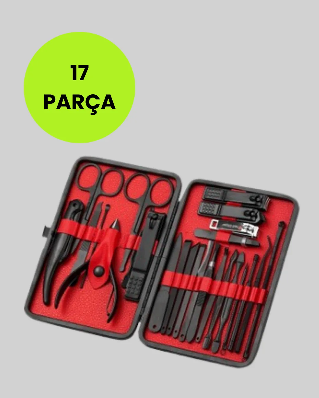 17 Parçalık Profesyonel Manikür Seti – Paslanmaz Çelik